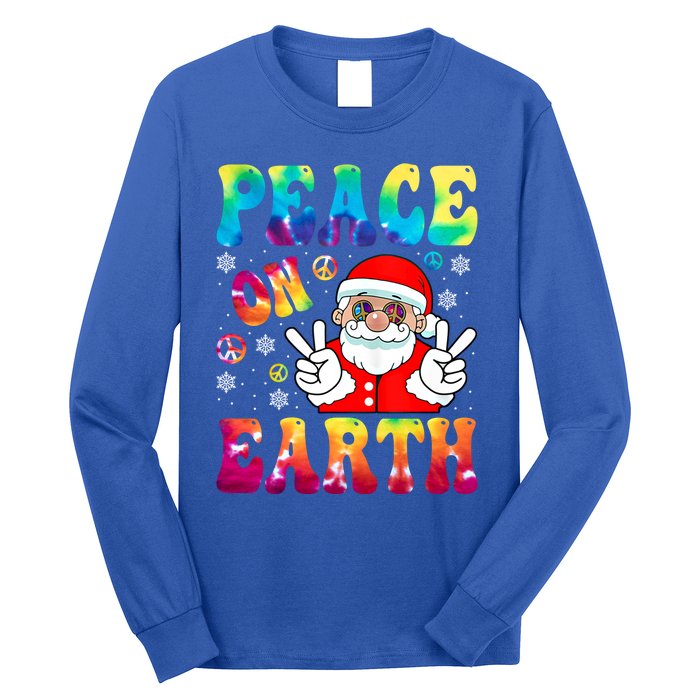 Hippie Peace On Earth Boho Christmas Santa Claus Pajamas Gift Long Sleeve Shirt