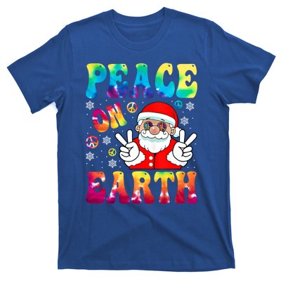 Hippie Peace On Earth Boho Christmas Santa Claus Pajamas Gift T-Shirt