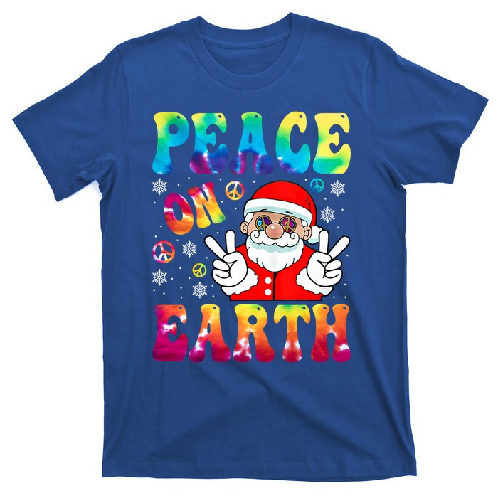 Hippie Peace On Earth Boho Christmas Santa Claus Pajamas Gift T-Shirt