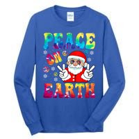 Hippie Peace On Earth Boho Christmas Santa Claus Pajamas Gift Tall Long Sleeve T-Shirt