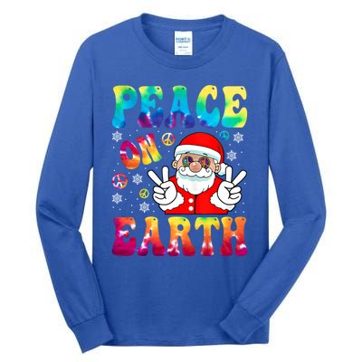 Hippie Peace On Earth Boho Christmas Santa Claus Pajamas Gift Tall Long Sleeve T-Shirt