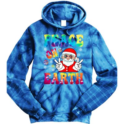 Hippie Peace On Earth Boho Christmas Santa Claus Pajamas Gift Tie Dye Hoodie