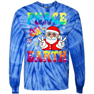 Hippie Peace On Earth Boho Christmas Santa Claus Pajamas Gift Tie-Dye Long Sleeve Shirt