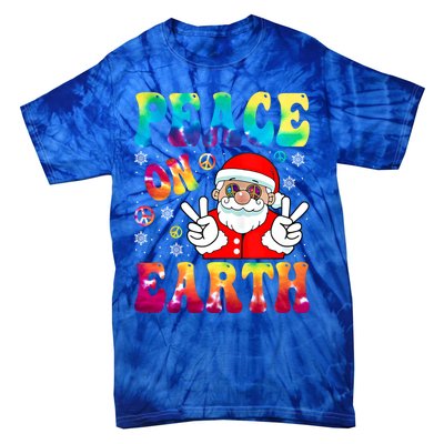 Hippie Peace On Earth Boho Christmas Santa Claus Pajamas Gift Tie-Dye T-Shirt