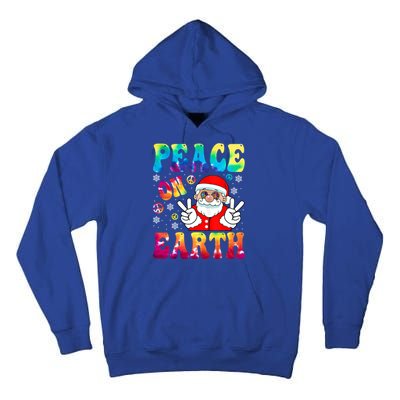 Hippie Peace On Earth Boho Christmas Santa Claus Pajamas Gift Tall Hoodie