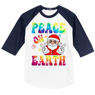 Hippie Peace On Earth Boho Christmas Santa Claus Pajamas Gift Baseball Sleeve Shirt