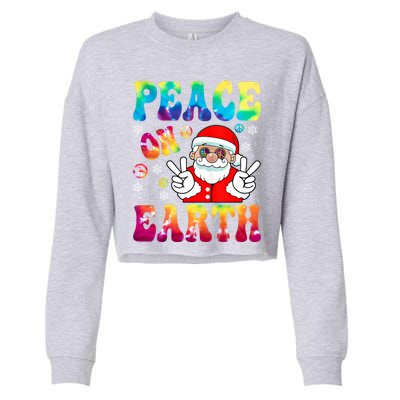 Hippie Peace On Earth Boho Christmas Santa Claus Pajamas Gift Cropped Pullover Crew