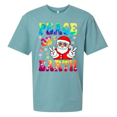 Hippie Peace On Earth Boho Christmas Santa Claus Pajamas Gift Sueded Cloud Jersey T-Shirt