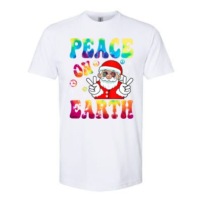 Hippie Peace On Earth Boho Christmas Santa Claus Pajamas Gift Softstyle CVC T-Shirt