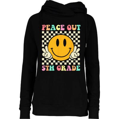 Hippie Peace Out 5th Grade Teacher Last Day Of School Womens Funnel Neck Pullover Hood