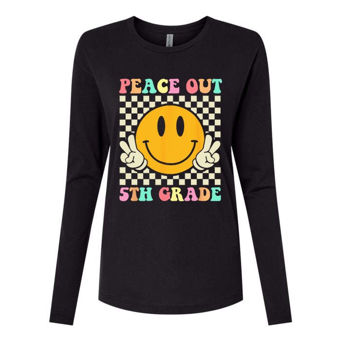 Hippie Peace Out 5th Grade Teacher Last Day Of School Womens Cotton Relaxed Long Sleeve T-Shirt