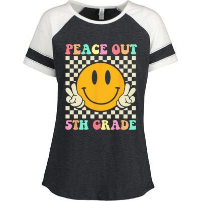 Hippie Peace Out 5th Grade Teacher Last Day Of School Enza Ladies Jersey Colorblock Tee