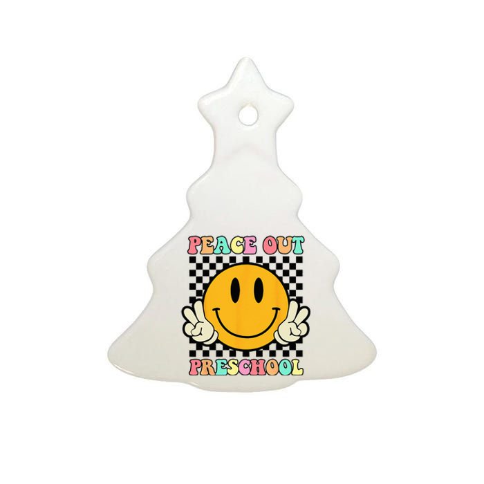 Hippie Peace Out Preschool Teacher Last Day Of School Ceramic Tree Ornament