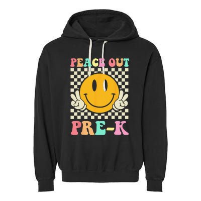 Hippie Peace Out PreK Teacher Last Day Of School Garment-Dyed Fleece Hoodie