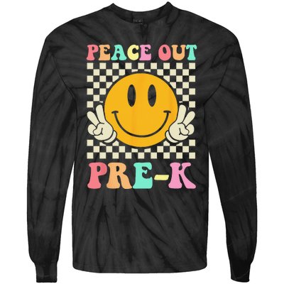 Hippie Peace Out PreK Teacher Last Day Of School Tie-Dye Long Sleeve Shirt