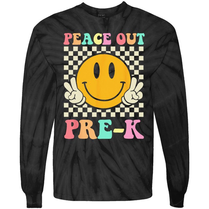 Hippie Peace Out PreK Teacher Last Day Of School Tie-Dye Long Sleeve Shirt