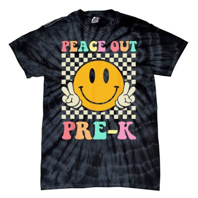 Hippie Peace Out PreK Teacher Last Day Of School Tie-Dye T-Shirt