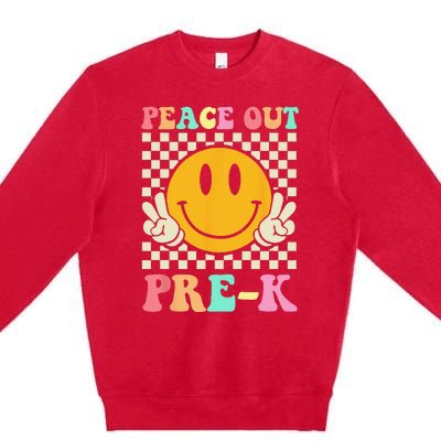 Hippie Peace Out PreK Teacher Last Day Of School Premium Crewneck Sweatshirt