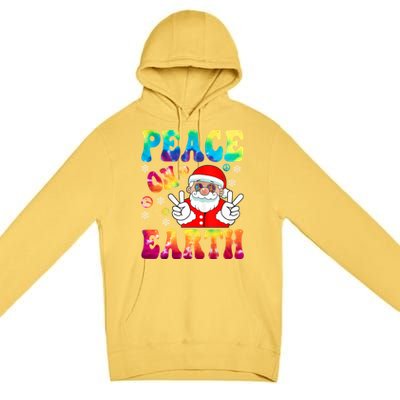 Hippie Peace On Earth Boho Christmas Santa Claus Pajamas Funny Gift Premium Pullover Hoodie