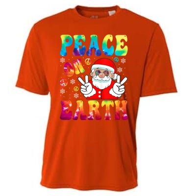 Hippie Peace On Earth Boho Christmas Santa Claus Pajamas Funny Gift Cooling Performance Crew T-Shirt