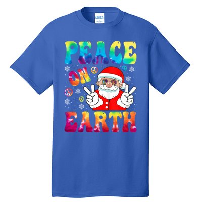 Hippie Peace On Earth Boho Christmas Santa Claus Pajamas Funny Gift Tall T-Shirt