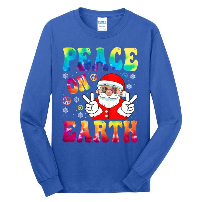 Hippie Peace On Earth Boho Christmas Santa Claus Pajamas Funny Gift Tall Long Sleeve T-Shirt