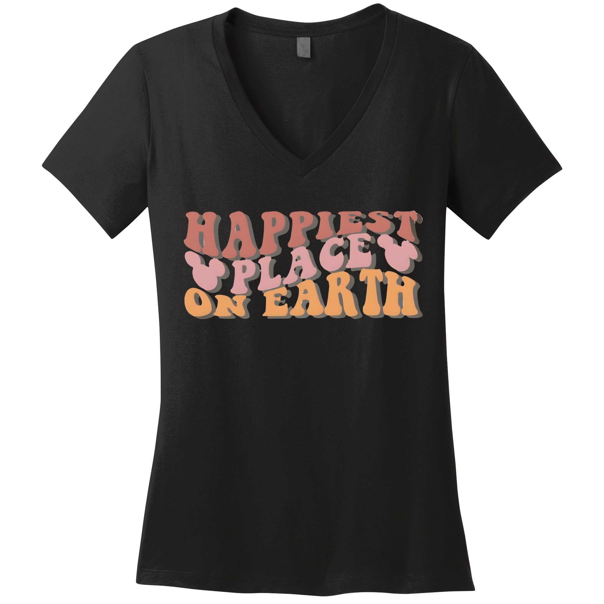 Happiest Place On Earth Dizni Aesthetic Family Vacation Trip Matching Family Women's V-Neck T-Shirt