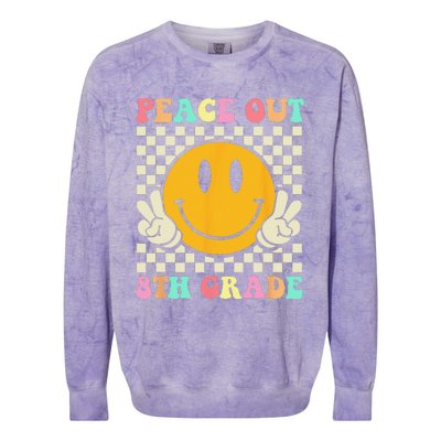 Hippie Peace Out 8th Grade Teacher Last Day Of School Colorblast Crewneck Sweatshirt