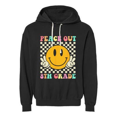 Hippie Peace Out 8th Grade Teacher Last Day Of School Garment-Dyed Fleece Hoodie