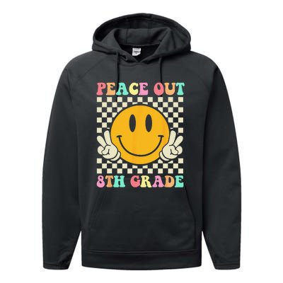 Hippie Peace Out 8th Grade Teacher Last Day Of School Performance Fleece Hoodie