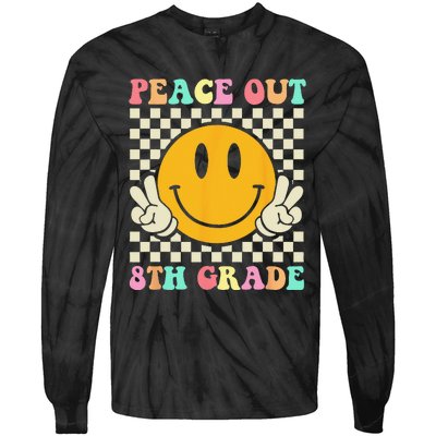 Hippie Peace Out 8th Grade Teacher Last Day Of School Tie-Dye Long Sleeve Shirt