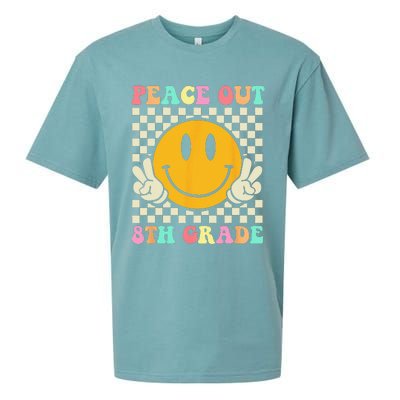 Hippie Peace Out 8th Grade Teacher Last Day Of School Sueded Cloud Jersey T-Shirt