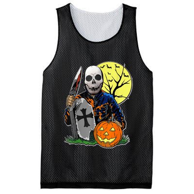 Halloween Pumpkin Orange Mesh Reversible Basketball Jersey Tank