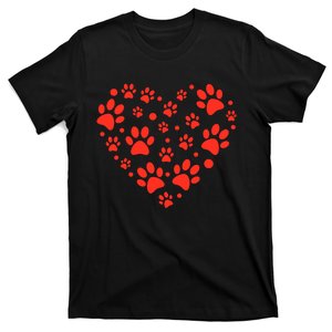 Heart Paw Print Valentines Cute Dog Love Doggie Puppy Lover T-Shirt