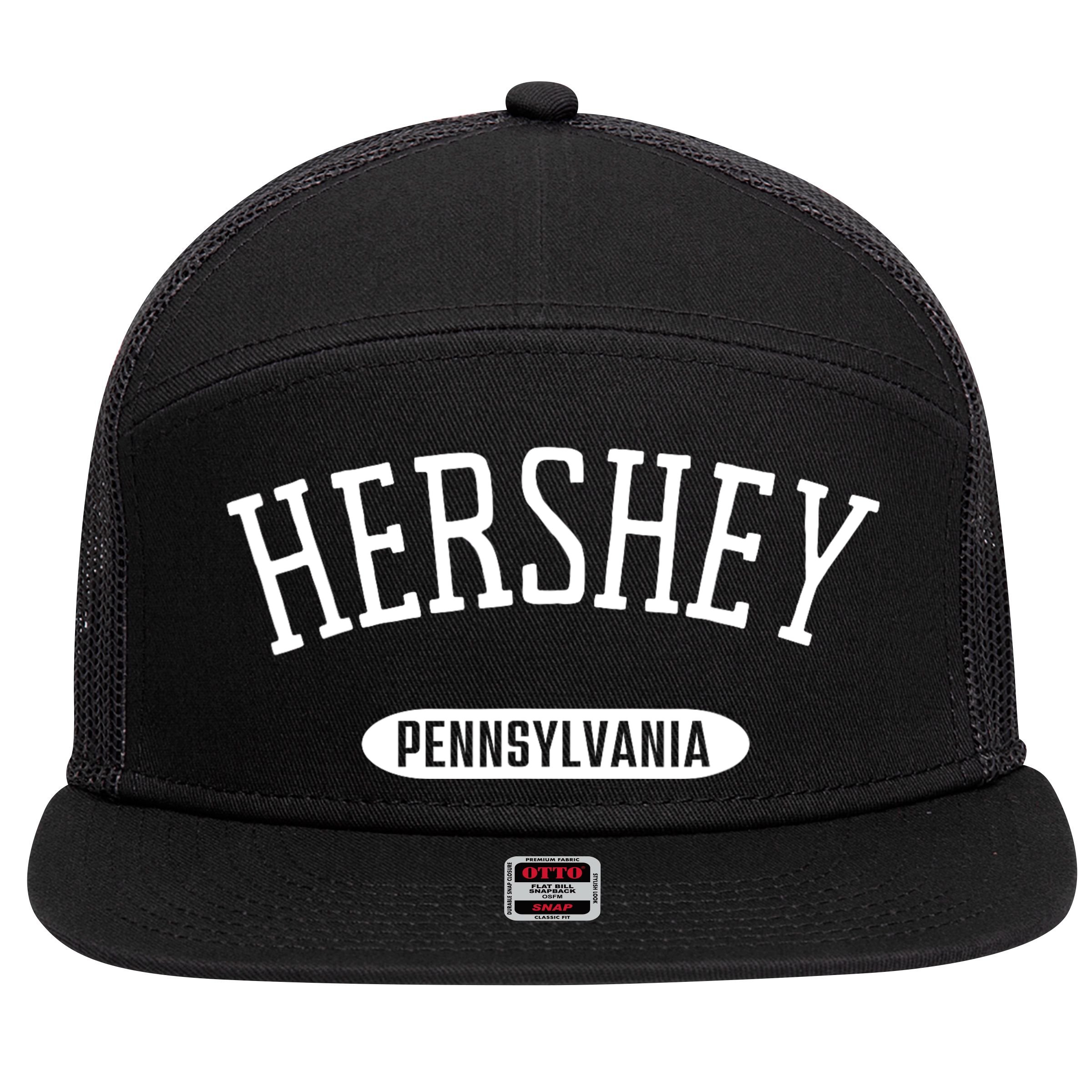 Hershey Pennsylvania Pa Vintage Athletic Sports Design 7 Panel Mesh Trucker Snapback Hat