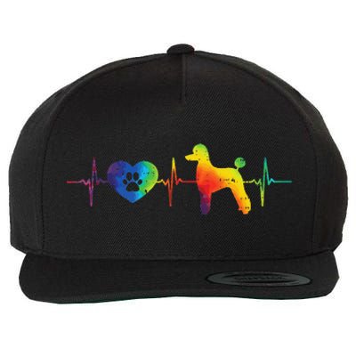 Heartbeat Paw Poodle Tie Dye Hippie Pet Dog Lover Owner Gift Wool Snapback Cap