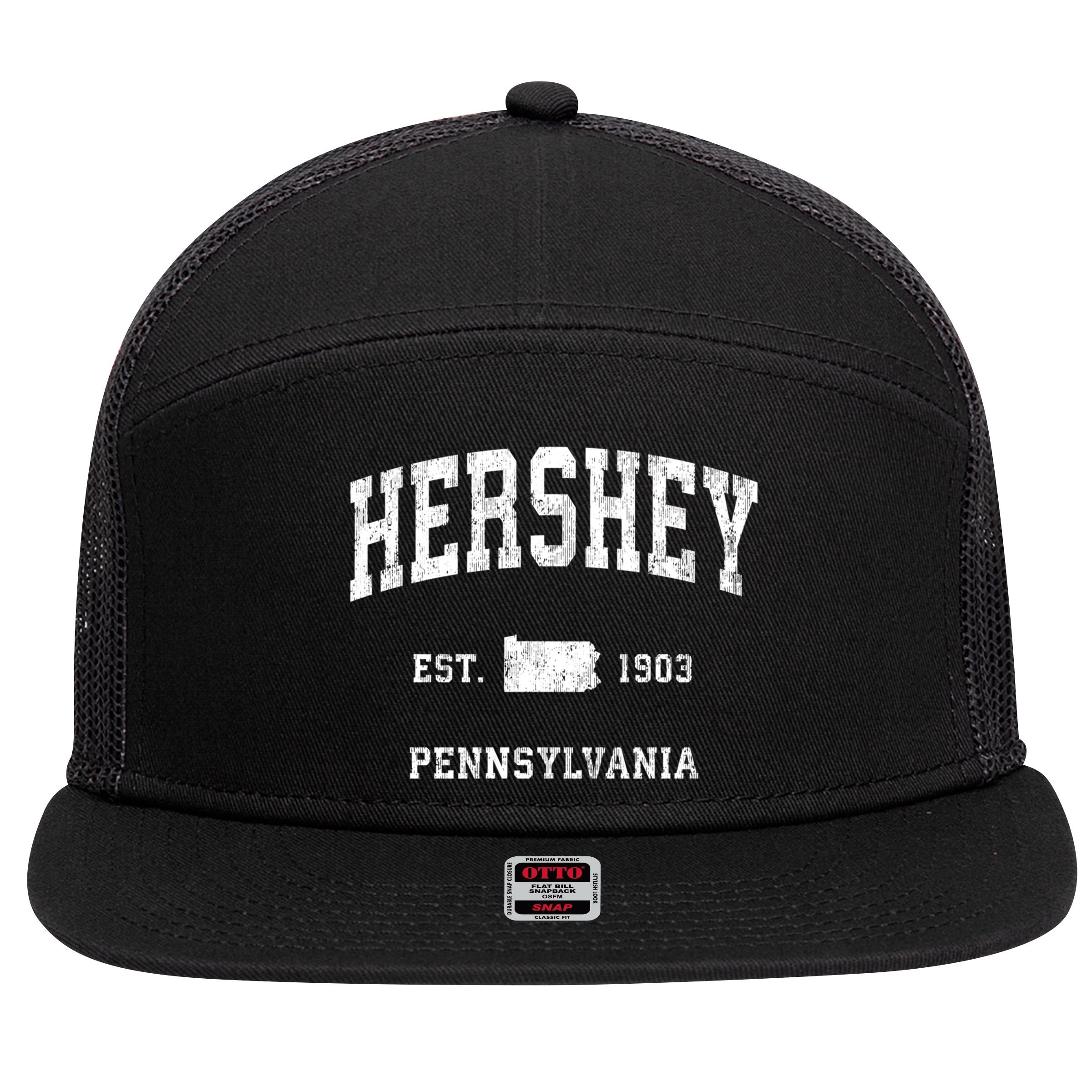 Hershey Pennsylvania Pa Vintage Athletic Sports Design Meaningful Gift 7 Panel Mesh Trucker Snapback Hat