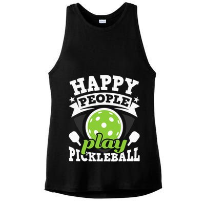 Happy People Play Pickleball Paddleball Player Ladies PosiCharge Tri-Blend Wicking Tank