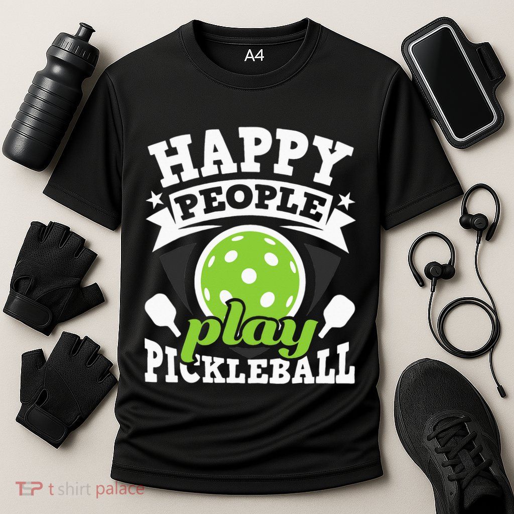 Happy People Play Pickleball Paddleball Player Performance Shirt