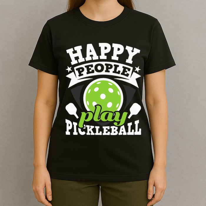 Happy People Play Pickleball Paddleball Player T-Shirt