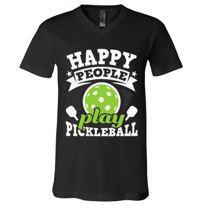 Happy People Play Pickleball Paddleball Player V-Neck T-Shirt