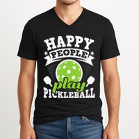 Happy People Play Pickleball Paddleball Player V-Neck T-Shirt