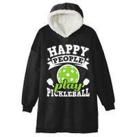 Happy People Play Pickleball Paddleball Player Hooded Wearable Blanket