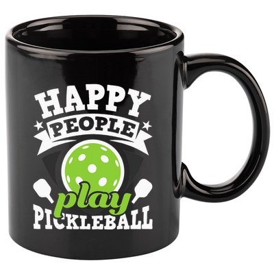 Happy People Play Pickleball Paddleball Player 11oz C Handle Ceramic Mug