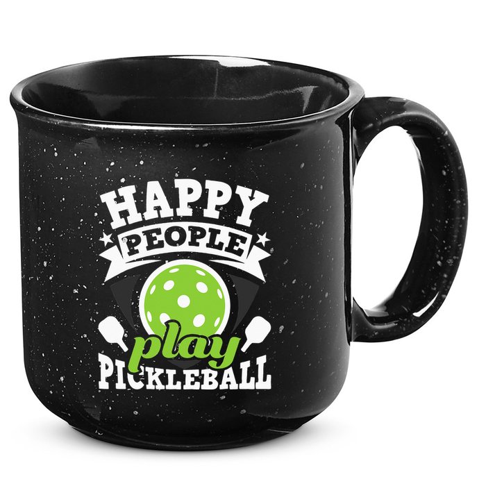 Happy People Play Pickleball Paddleball Player 15oz Campfire Ceramic Mug
