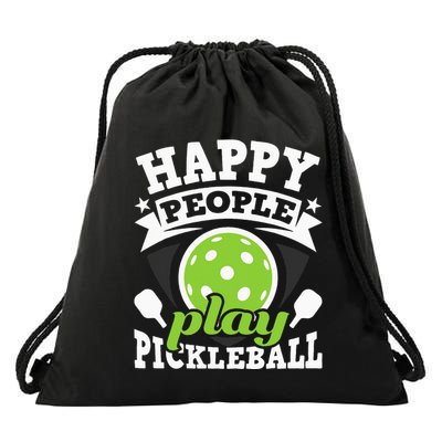 Happy People Play Pickleball Paddleball Player Drawstring Bag