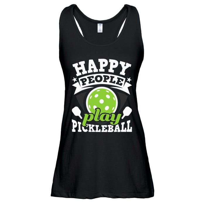 Happy People Play Pickleball Paddleball Player Ladies Essential Flowy Tank