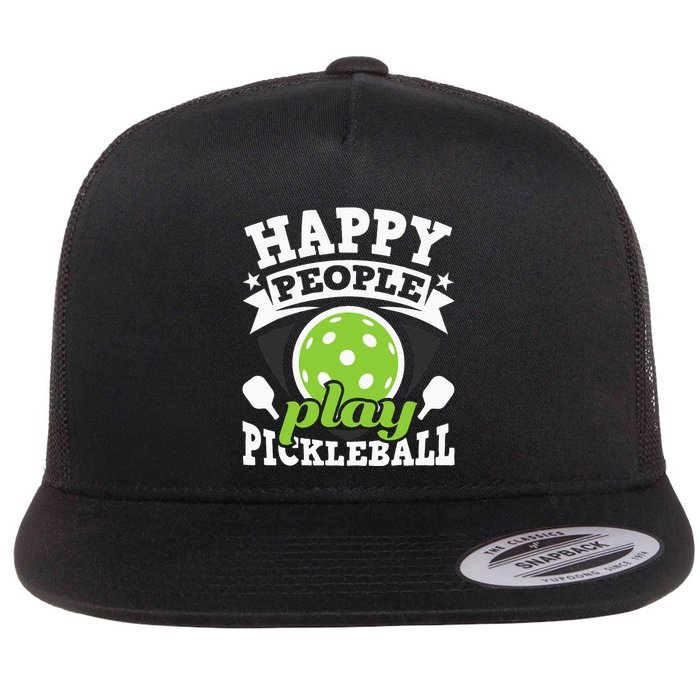 Happy People Play Pickleball Paddleball Player Flatbill Hat