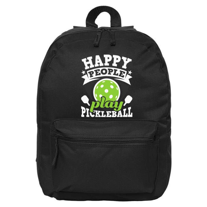 Happy People Play Pickleball Paddleball Player 16 in Basic Backpack