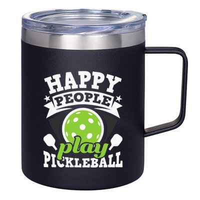 Happy People Play Pickleball Paddleball Player 12oz Stainless Steel Coffee Mug
